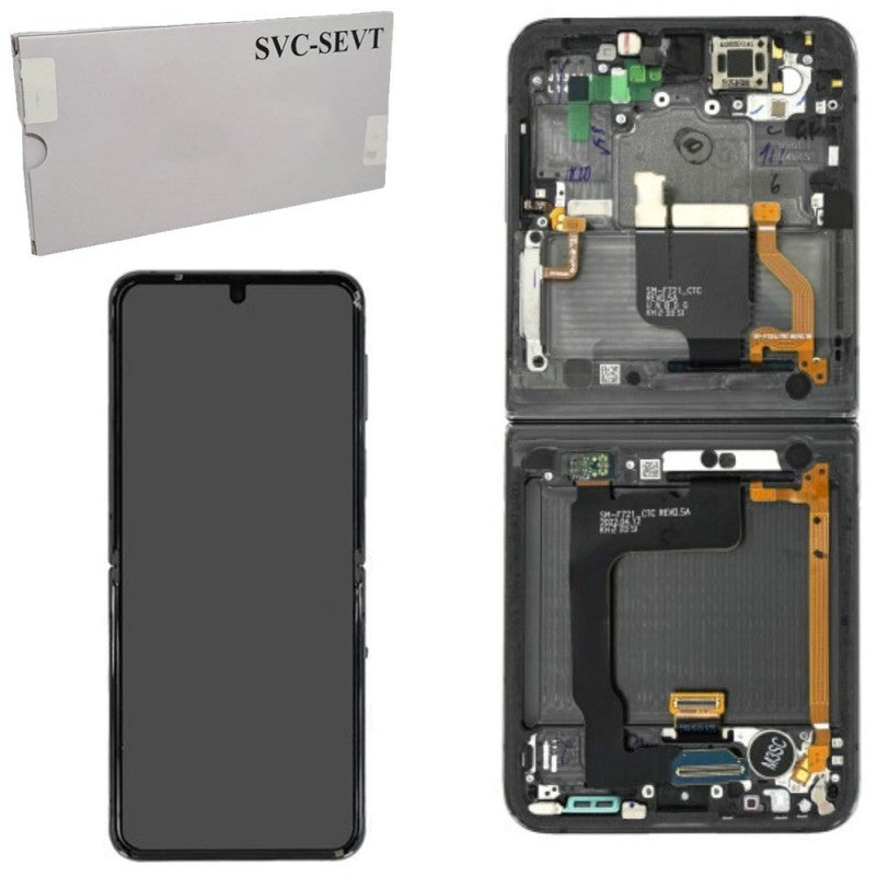 Samsung SERVICE PACK Display LCD ORIGINALE + Frame Per Galaxy Z Flip 4 5g 2022 F721 | NERO Black Inner