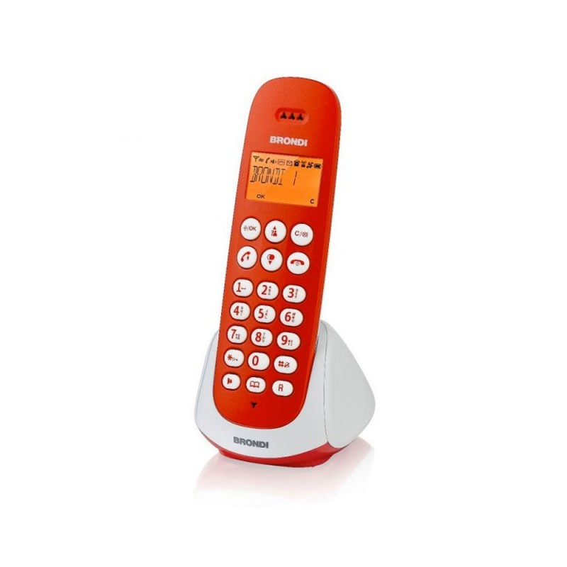 BRONDI ADARA Telefono Cordless Grande Display Retroilluminato Men&amp;ugrave; Intuitivo | Rosso e Bianco