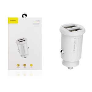 PRESA AUTO BASEUS GRAIN DUAL USB BIANCO 10.5W 2.1A CCALL-ML02