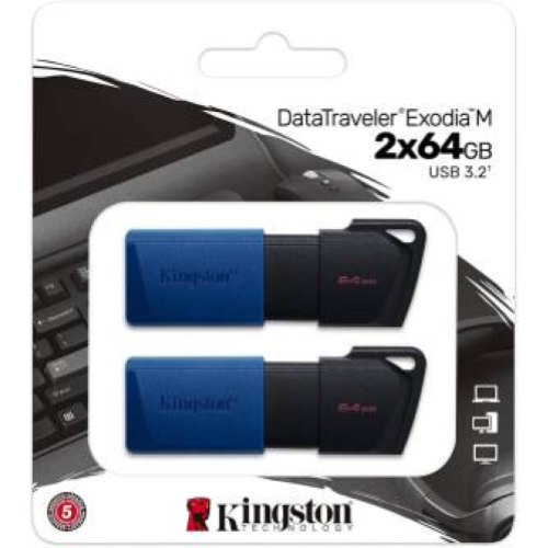 KINGSTON PENDRIVE USB-A 3.264GB DTXM/64GB-2P NERO/BLU 2 PZ