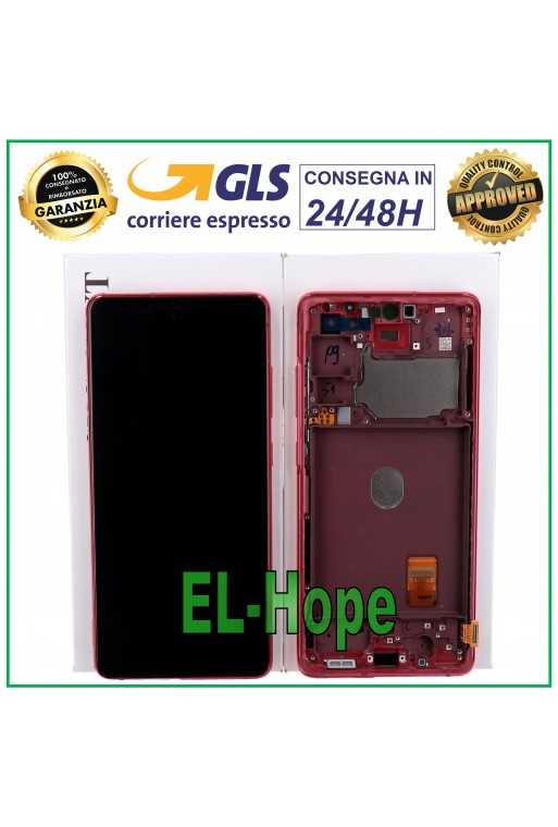 DISPLAY FRAME ORIGINALE SAMSUNG S20 FE SM-G781B TOUCH SCREEN ROSSO GH82-24219E