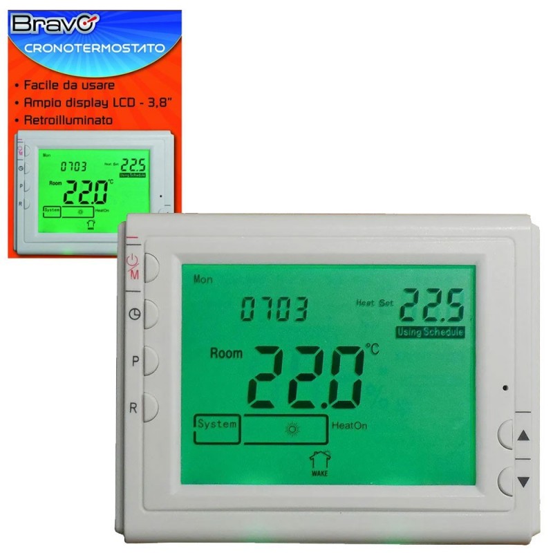 Bravo Cronotermostato Digitale Retroilluminato Display 3.8"