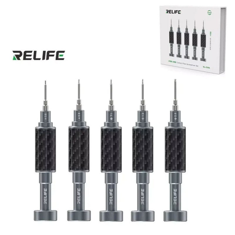 RELIFE RL-729A Set di 5 Cacciaviti S2 in Fibra di Carbonio Magnetici