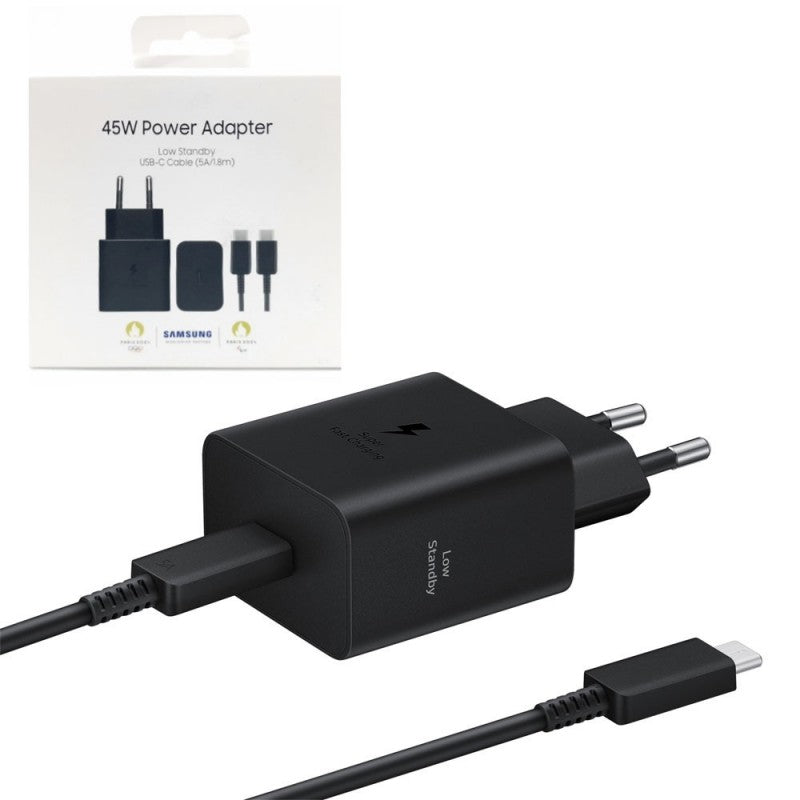Samsung Carica Batterie + Cavo 5A 1.8M USB-C a USB-C Super Fast Charging 45W 2.0 T4511X | Nero