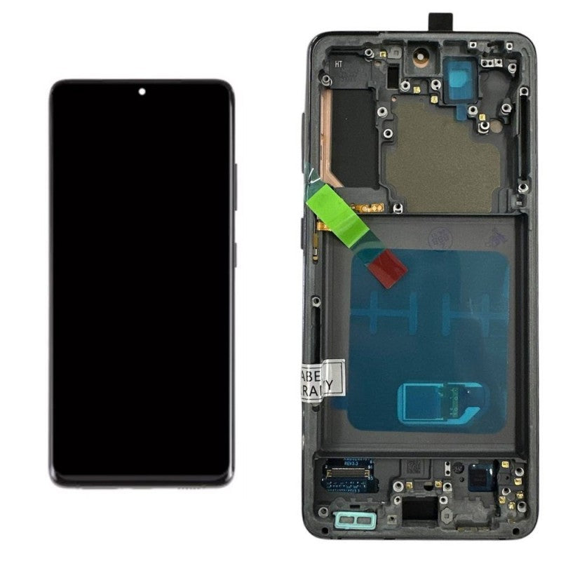 Display LCD SOFT OLED (FULL SIZE) + Frame Per Samsung Galaxy S21 5G G991 | Nero