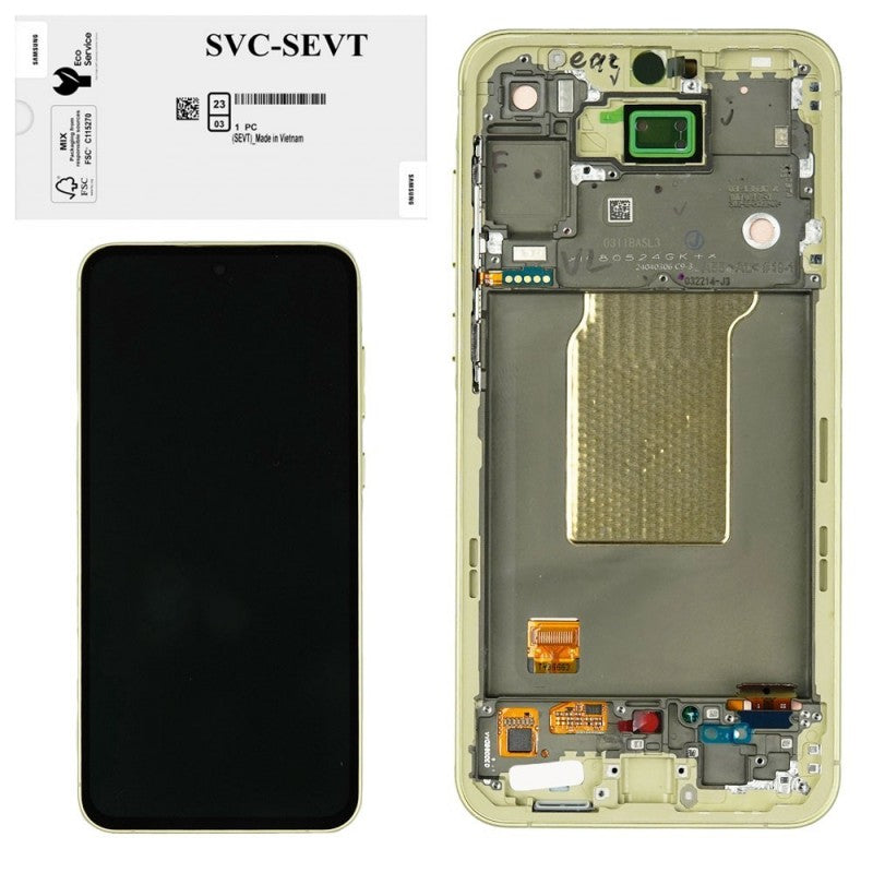 Samsung SERVICE PACK Display LCD ORIGINALE + Frame Galaxy A55 5G 2024 A556 YELLOW / LEMON