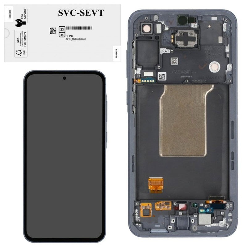 Samsung SERVICE PACK Display LCD ORIGINALE + Frame Galaxy A55 5G 2024 A556 | Nero (ASMBLD)