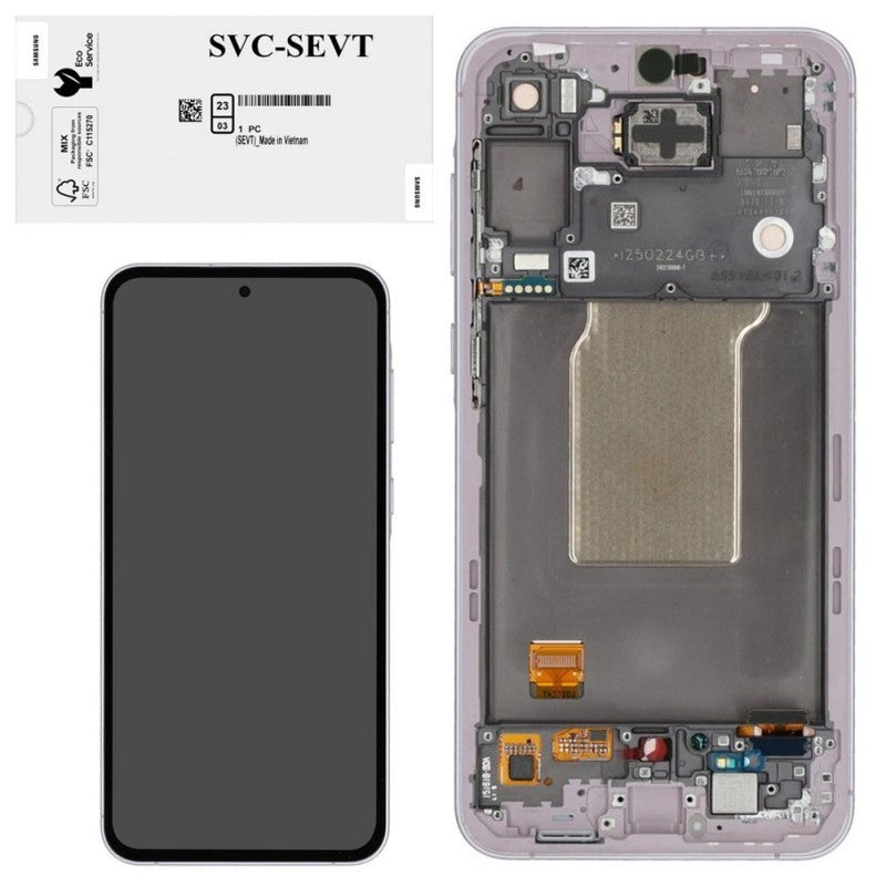 Samsung SERVICE PACK Display LCD ORIGINALE + Frame Galaxy A55 5G 2024 A556 | LAVENDER / LILAC ASSEMBLED