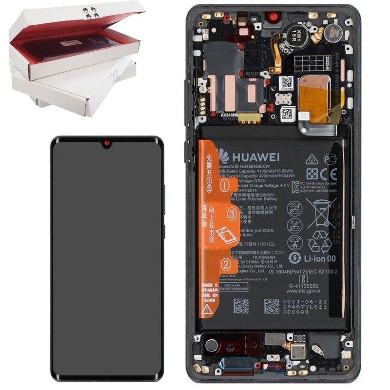 Huawei SERVICE PACK Display LCD ORIGINALE + Frame e Batteria P30 Pro 2020 New Edition VOG-L29D | Nero