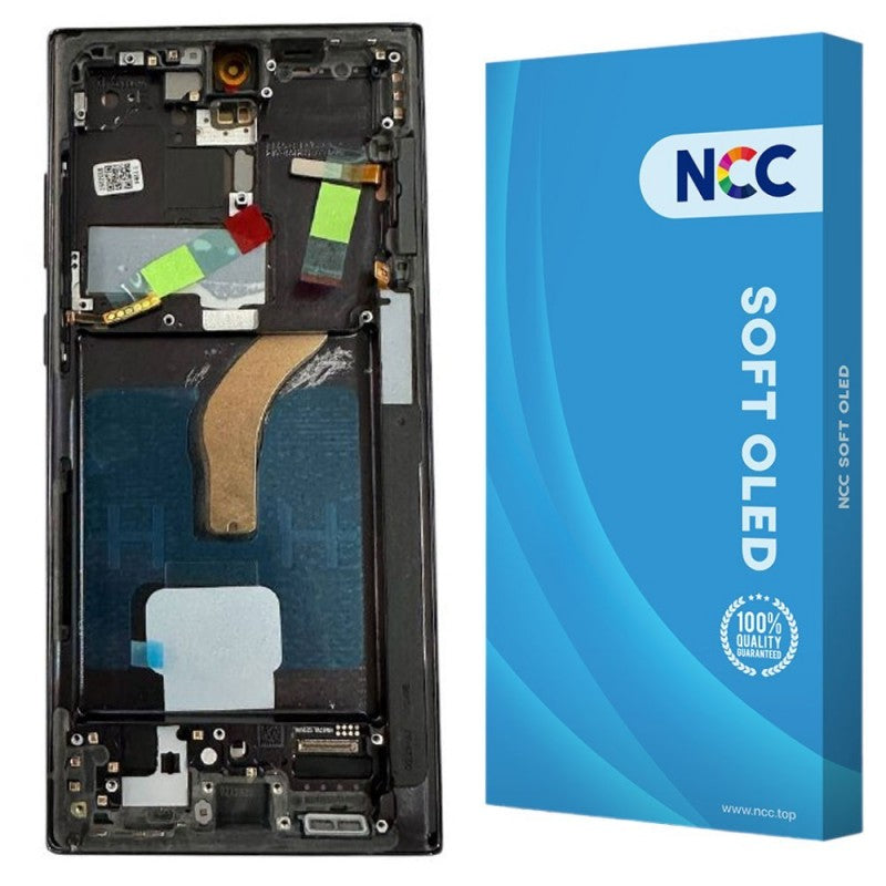 Display LCD NCC SOFT OLED + Frame Per Samsung Galaxy S22 Ultra S908B Nero