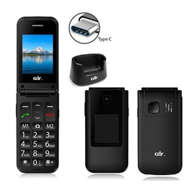 CDR Cellulare GSM Quad Band C38 2G con Tasto SOS | Nero