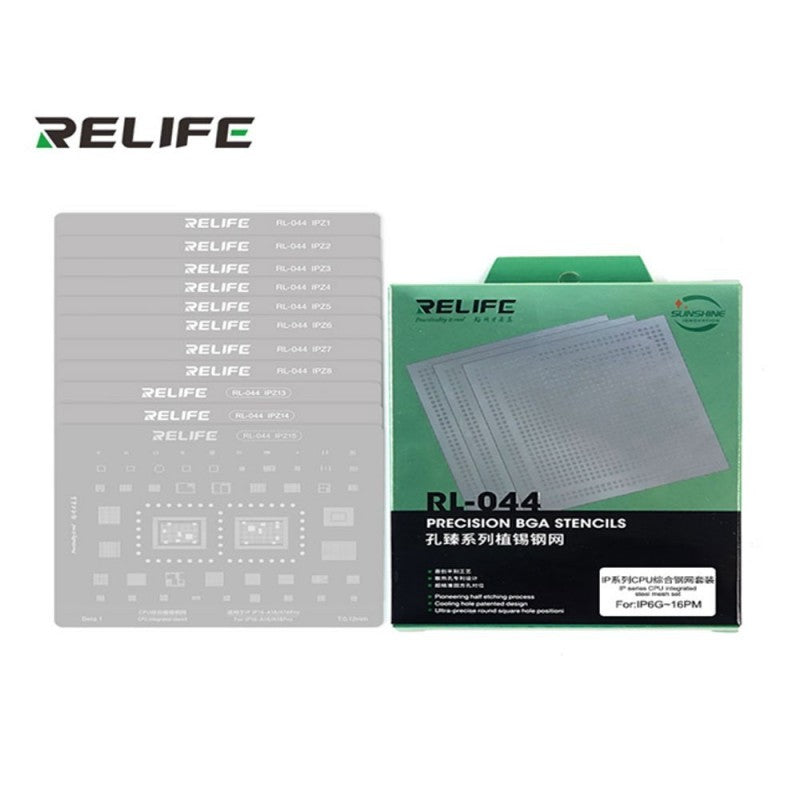RELIFE RL-044 Set Tin Steel Stencil per Rigenerazione CHIP IC su CPU per iPhone Serie Da 6G A 16 PRO MAX | 11 Pezzi