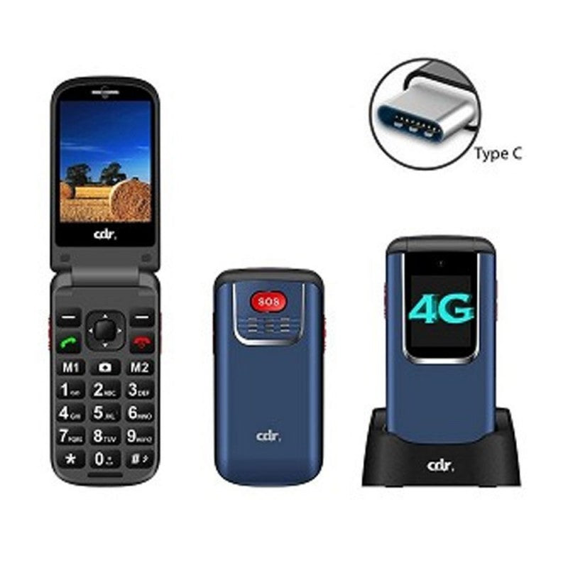 CDR Cellulare GSM Quad Band C56 4G Dual Sim con Tasto SOS | Blue