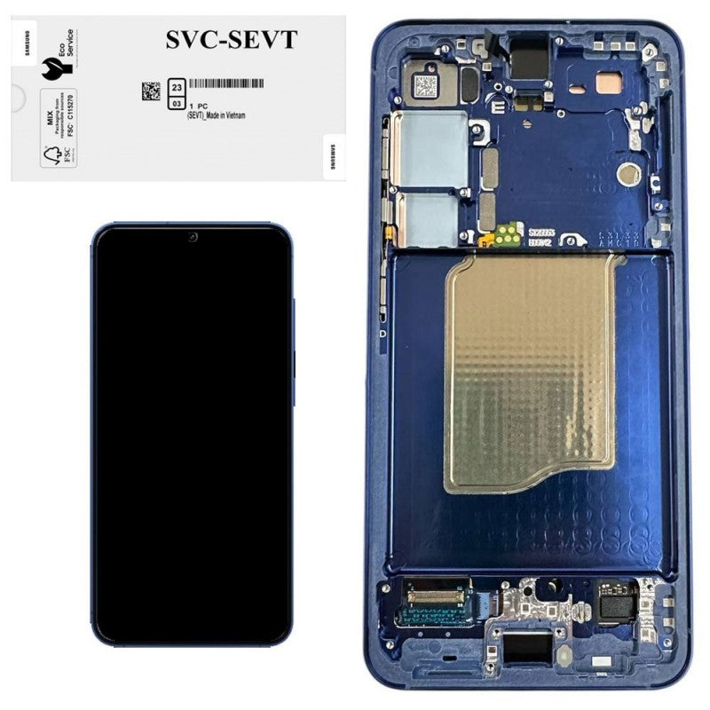 Samsung SERVICE PACK Display LCD ORIGINALE + Frame Per Galaxy S25 5G S931 NAVY / DARK BLUE