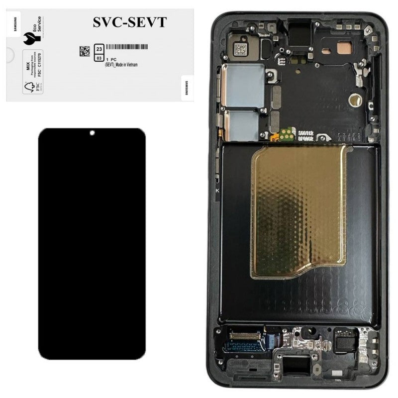 Samsung SERVICE PACK Display LCD ORIGINALE + Frame Per Galaxy S25 5G S931 BLUE / BLACK
