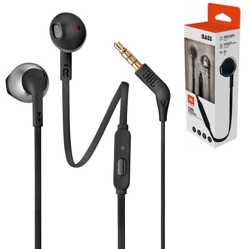 JBL Tune 205 Cuffie Auricolari con Filo 3 Pulsanti Jack 3.5 | Nero