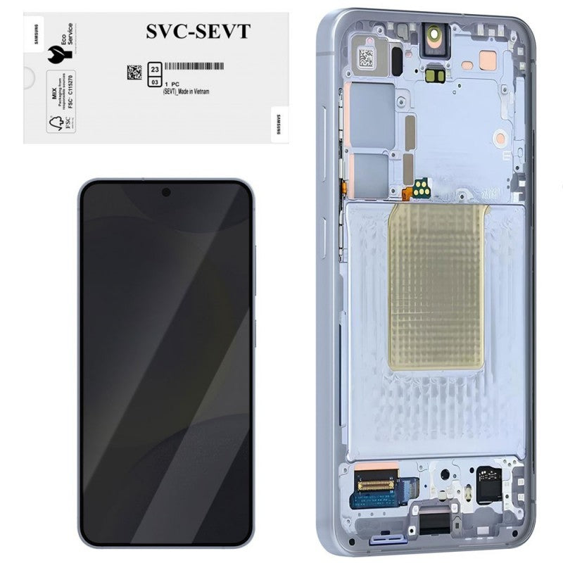 Samsung SERVICE PACK Display LCD ORIGINALE + Frame Per Galaxy S24 5G 2024 S921 | Blue