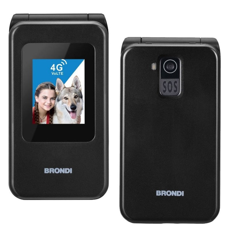 BRONDI Amico Speciale 4G Telefono Cellulare Senior DualSim Controllo Remoto | Nero