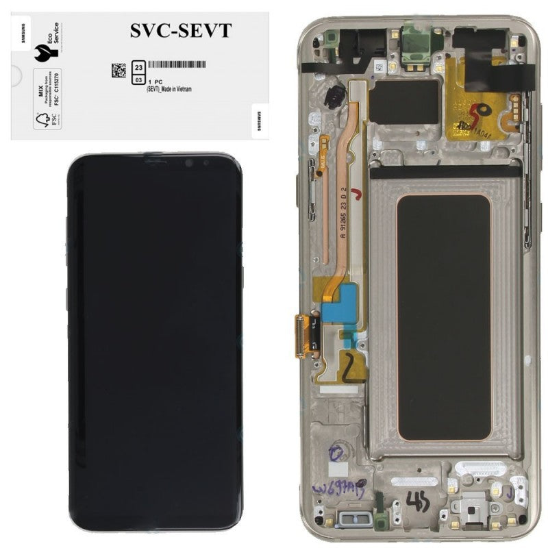 Samsung SERVICE PACK Display LCD ORIGINALE + Frame Per Galaxy G955 S8+ Plus | Maple Gold