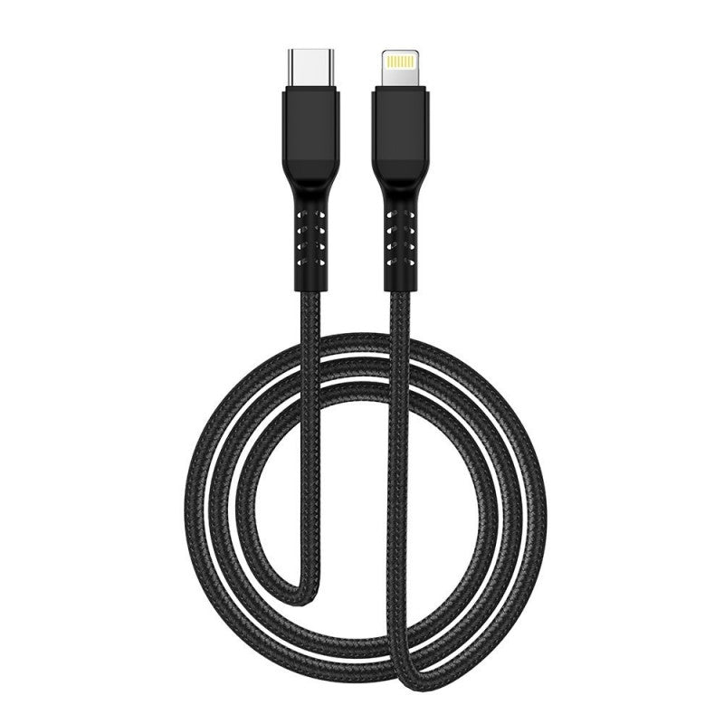 NCC Cavo di Ricarica da USB-C a Lightning Nylon Charging Data Cable 27W | 2m Nero D211CL