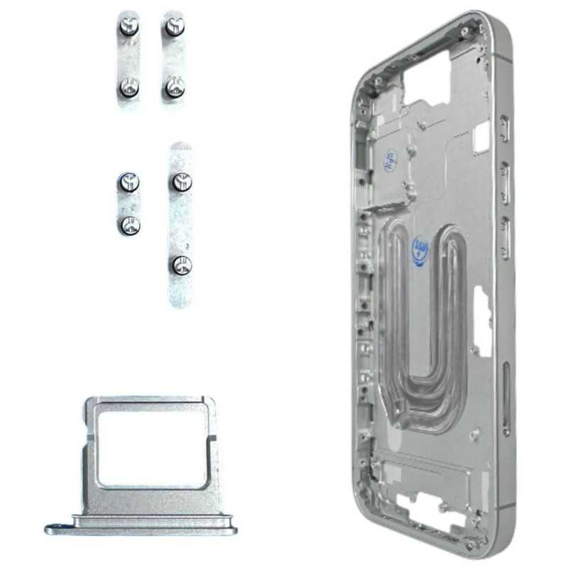 Middle Frame Telaio con Carrello Sim e Tasti Laterali per Apple iPhone 16 | Bianco