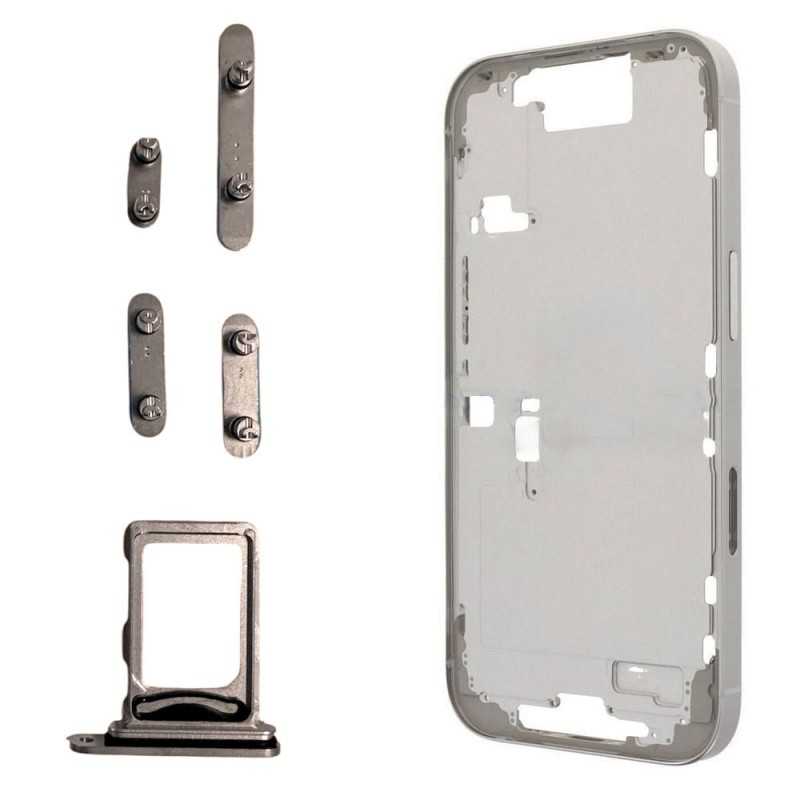 Middle Frame Telaio con Carrello Sim e Tasti Laterali per Apple iPhone 16 Pro Natural