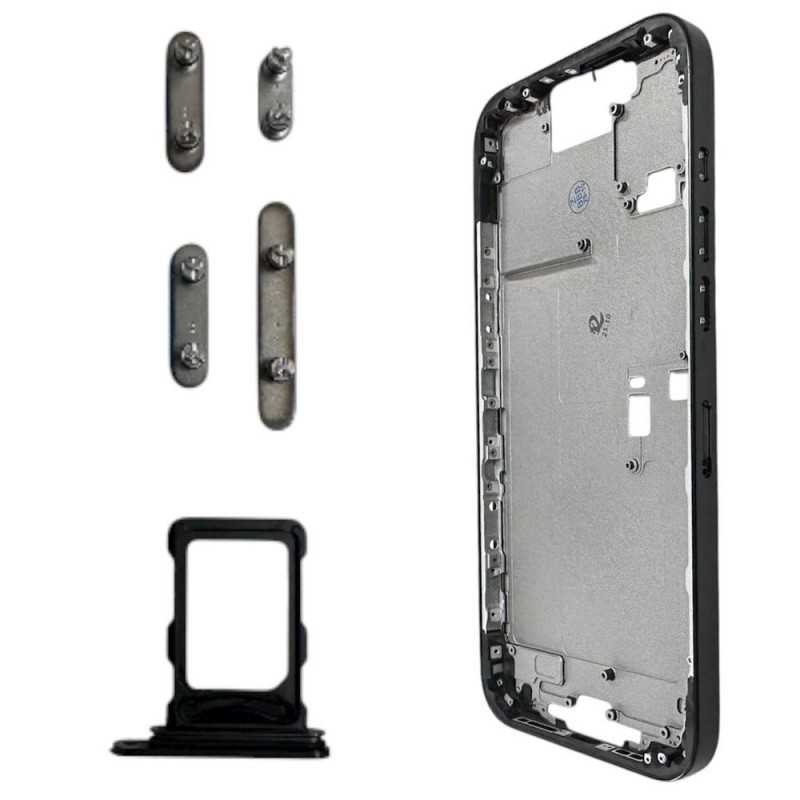 Middle Frame Telaio con Carrello Sim e Tasti Laterali per Apple iPhone 16 Pro Max | Nero