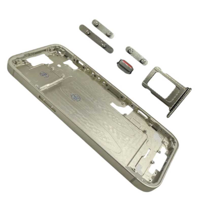 Middle Frame iPhone 15 Telaio con Carrello Sim e Tasti Laterali per Apple | Giallo