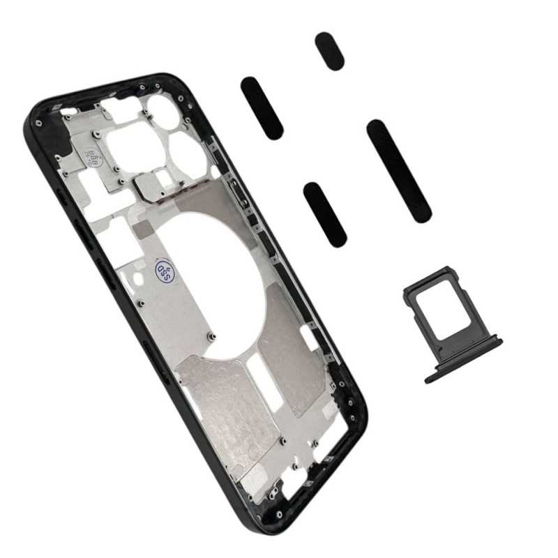 Middle Frame iPhone 15 Pro Max Telaio con Carrello Sim e Tasti Laterali per Apple | Nero