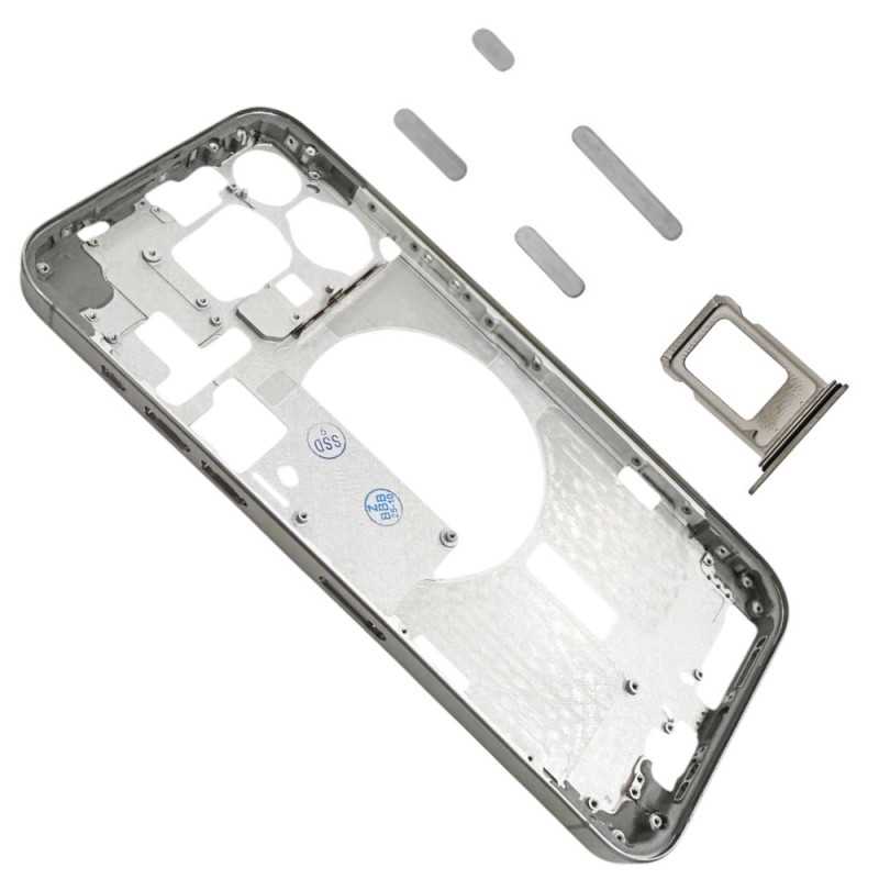 Middle Frame iPhone 15 Pro Max Telaio con Carrello Sim e Tasti Laterali per Apple | Natural