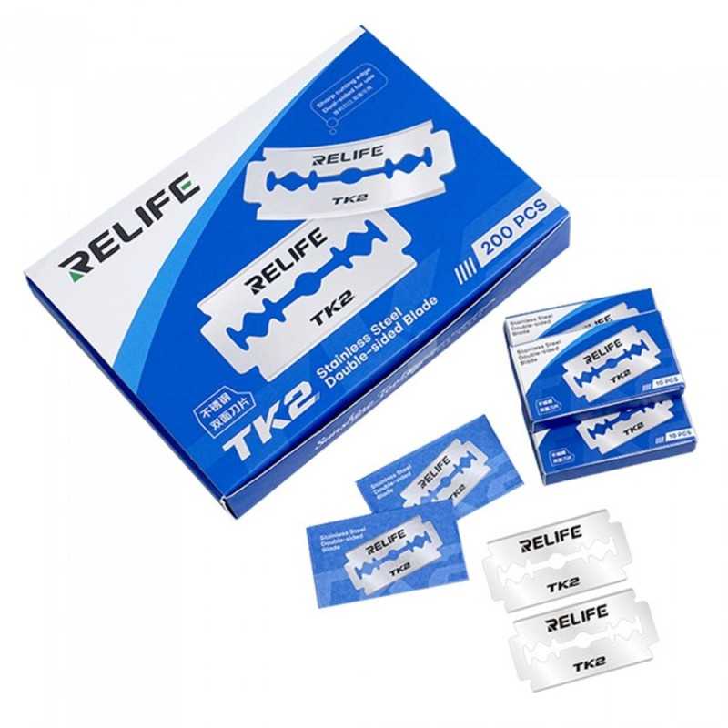 RELIFE TK2 Lame Bifacciali in Acciaio Inossidabile per Rimozione Display | 200 pieces