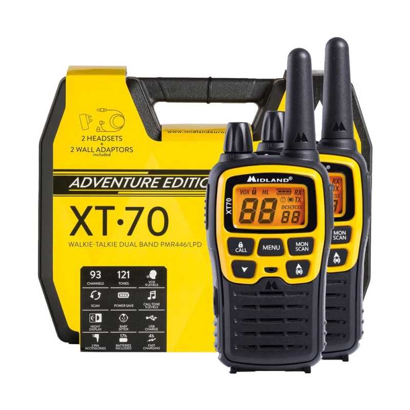 MIDLAND WALKIE TALKIE XT70 Adventure DUAL BAND PMR446/LPD + VALIBOX
