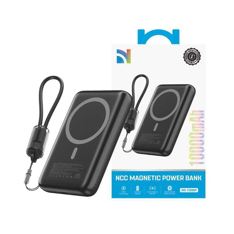 NCC Power Bank 10000mAh Caricabatterie Magnetico MAGSAFE Fast 22.5W | Nero WS-T193BP