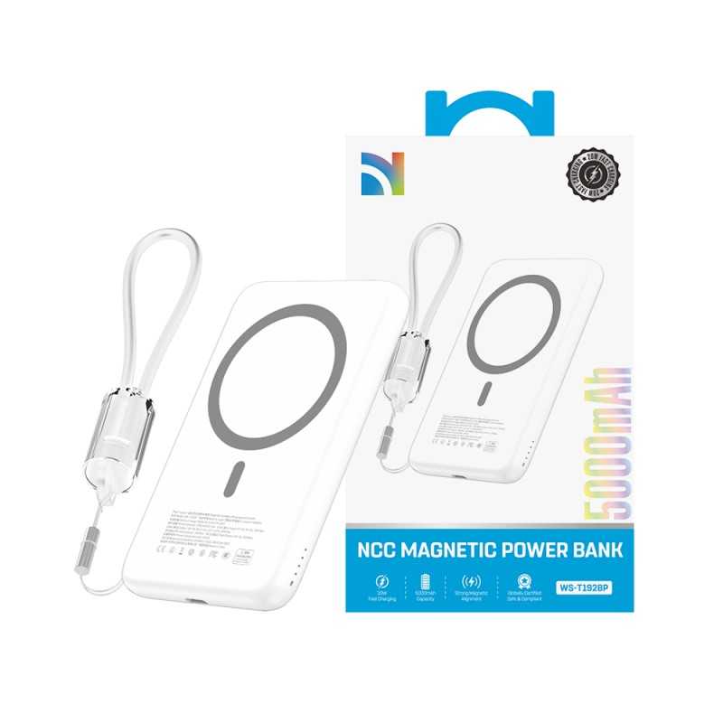NCC Power Bank 5000mAh Caricabatterie Magnetico MAGSAFE Fast 20W | WS-T192BP Bianco