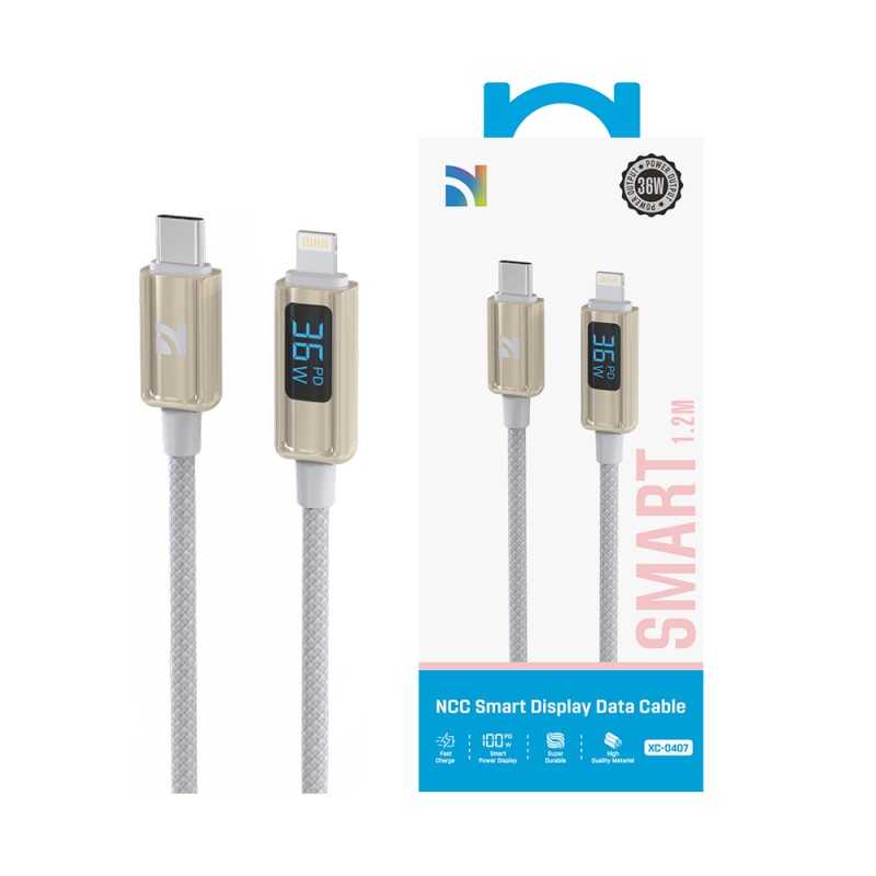 NCC Cavo di Ricarica da USB-C a Lightning 36W ZX in Lega di Zinco Con Display Potenza XC-0407 | 1.2M Starlight