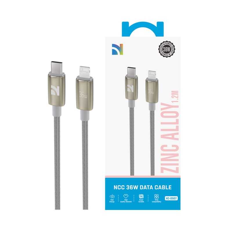 NCC Cavo di Ricarica da USB-C a Lightning 36W in Lega di Zinco XC-0507 | 1.2M Bianco