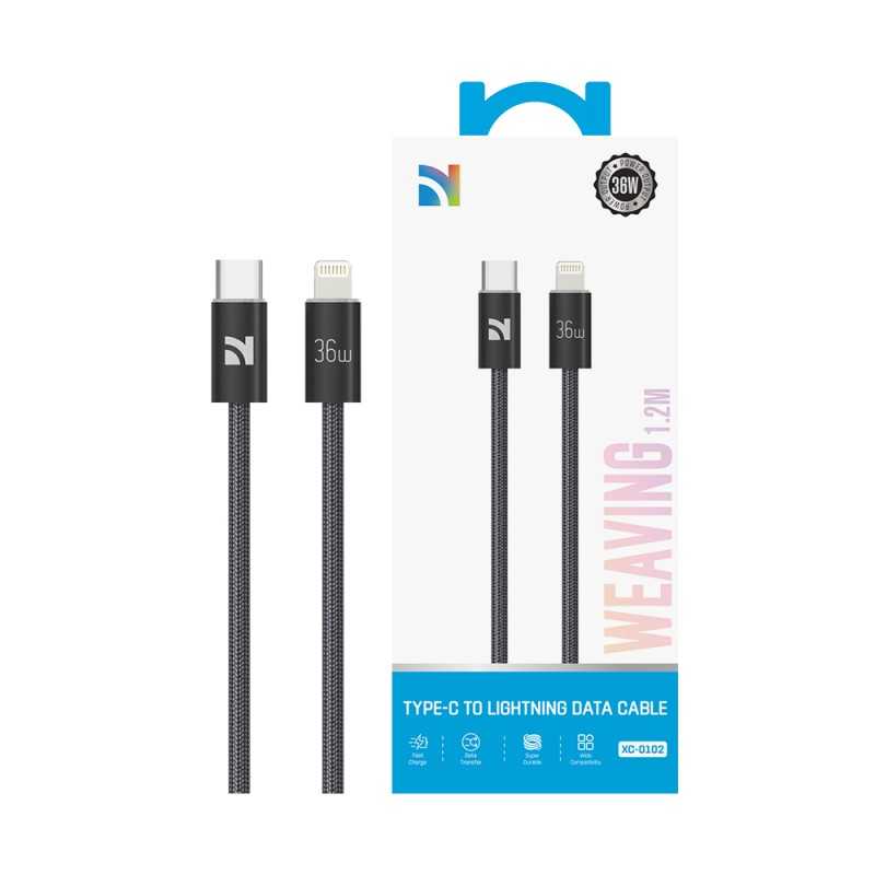 NCC Cavo di Ricarica da USB-C a Lightning 36W Intrecciato XC-0102 | 1.2M Nero