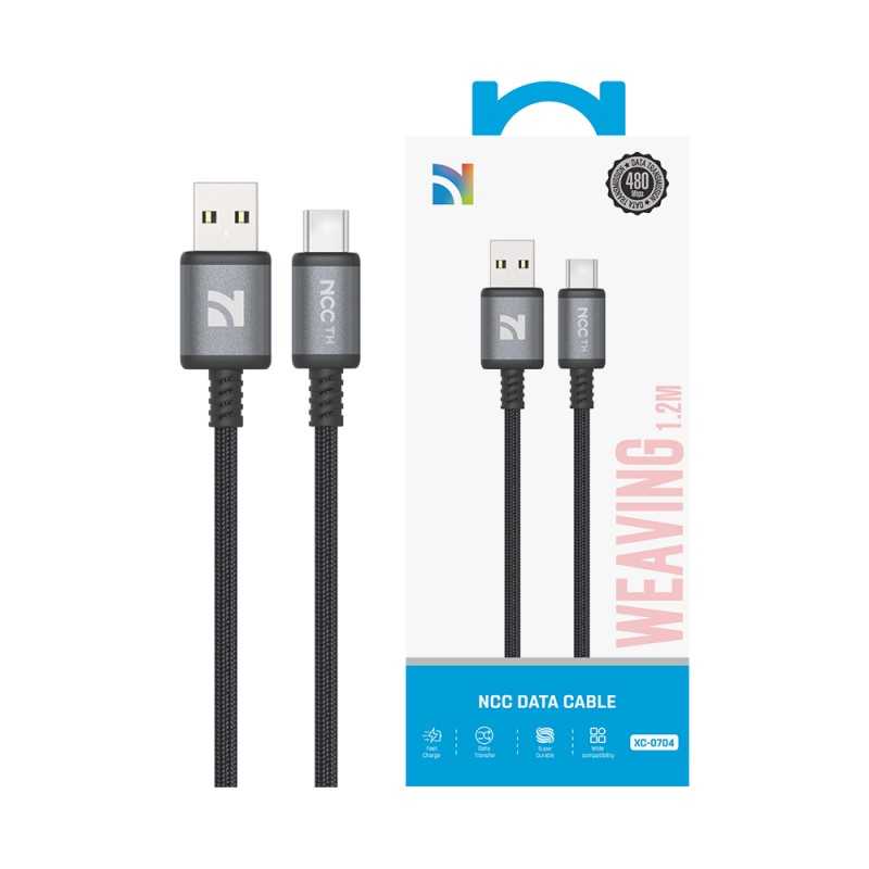 NCC Cavo di Ricarica da USB-A a USB-C 22.5W Intrecciato con Case in Alluminio Series SC XC-0704 | 1.2M Dark Grey