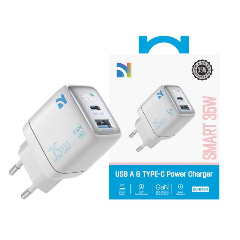 NCC CaricaBatterie da Rete 35W Charger USB-A + USB-C CD-0404 EU | Bianco