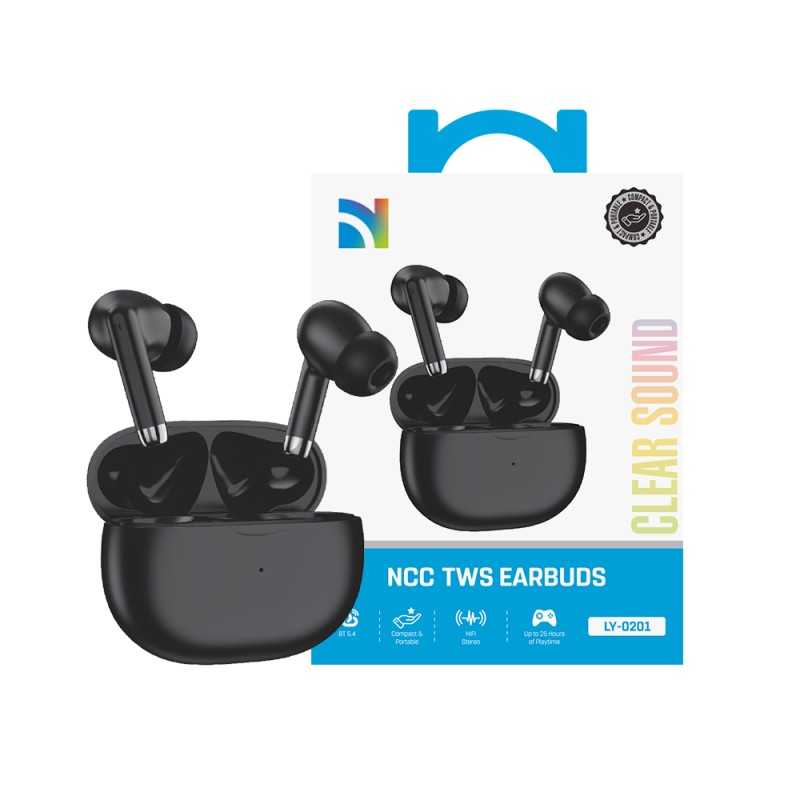 NCC Auricolare Bluetooth LY-0201 Cuffie Earbuds TWS Clear Sound | Nero