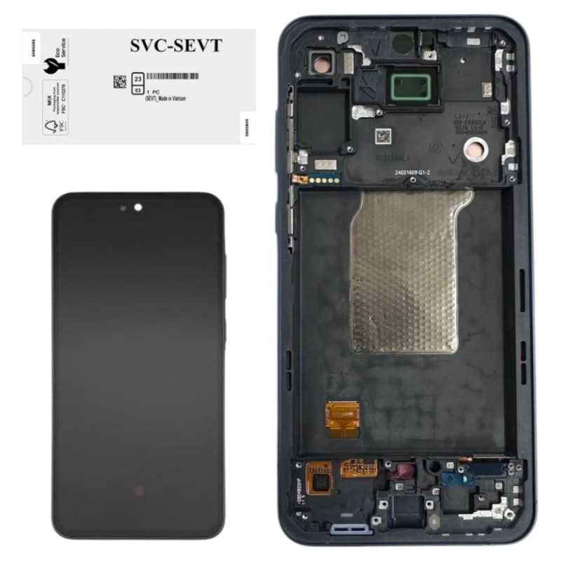 Samsung SERVICE PACK Display LCD ORIGINALE + Frame Per Galaxy A56 5G 2025 A566 | Graphite Black ASSEMBLED