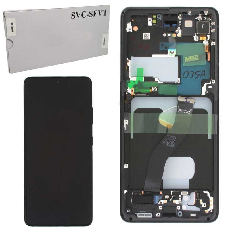 Samsung SERVICE PACK Display LCD ORIGINALE + Frame Per Galaxy G998 S21 ULTRA | NO CAMERA | Phantom Black ASSEMBLATO