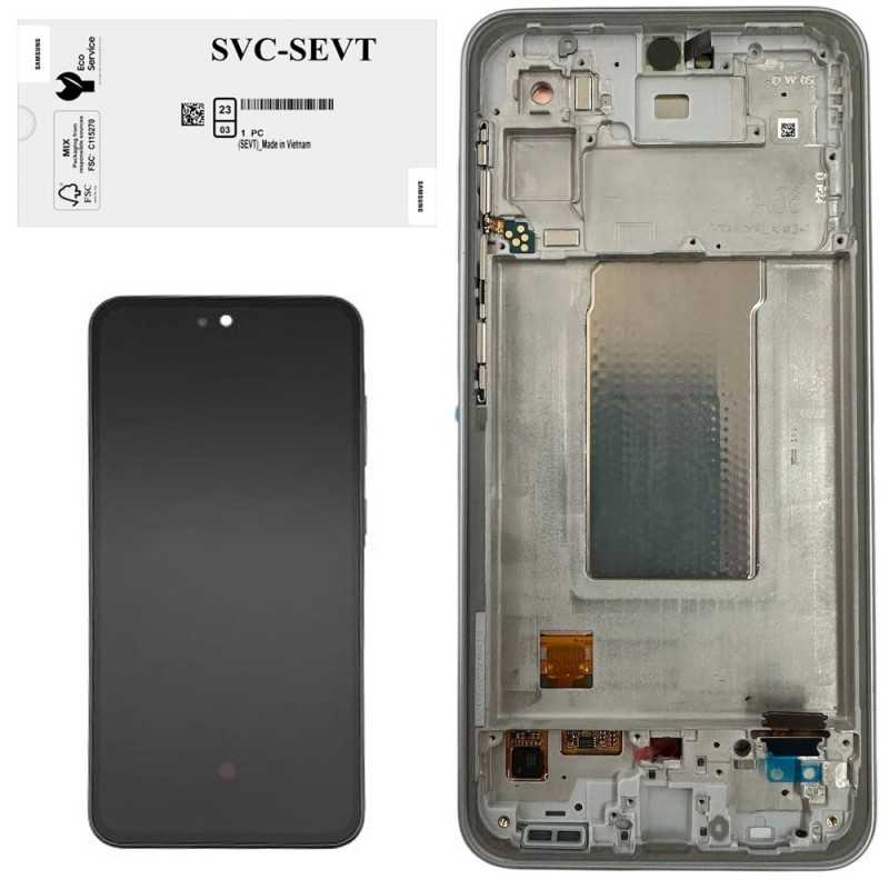 Samsung SERVICE PACK Display LCD ORIGINALE + Frame Per Galaxy A56 5G 2025 A566 | Light Gray ASSEMBLED
