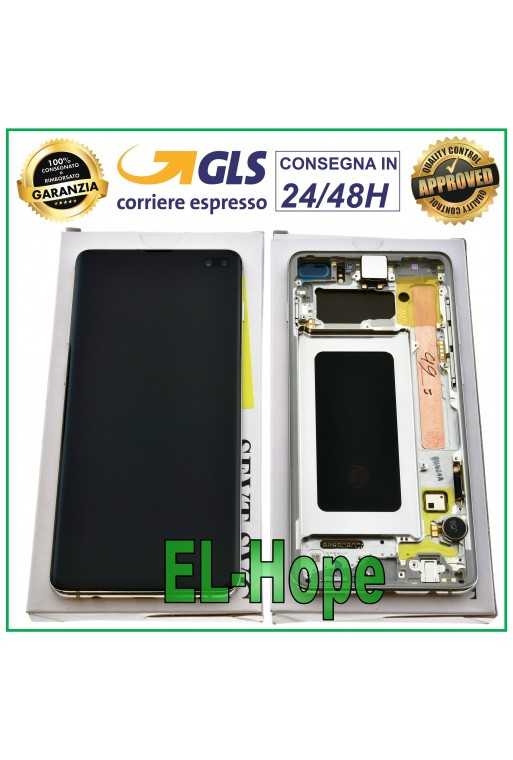 DISPLAY LCD ORIGINALE SAMSUNG S10 PLUS SM-G975F TOUCH PRISM BIANCO GH82-18849B