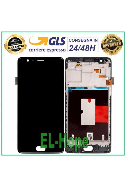 DISPLAY LCD PER ONEPLUS 3 A3000 A3003 / 3T A3010 TOUCH SCREEN VETRO SCHERMO NERO