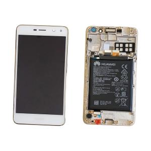 DISPLAY LCD PER HUAWEI Y5 2017 / Y6 2017 / NOVA YOUNG BIANCO / GOLD CON FRAME 02351DME