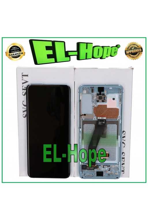 DISPLAY + FRAME ORIGINALE SAMSUNG S20 SM-G980 G981 TOUCH SCREEN BLU GH82-22131D