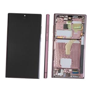 DISPLAY LCD PER SAMSUNG S908B S22 ULTRA BURGUNDY CON FRAME GH82-27488B GH82-27489B SERVICE PACK