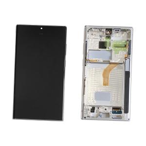 DISPLAY LCD PER SAMSUNG S908B S22 ULTRA BIANCO CON FRAME GH82-27488C GH82-27489C SERVICE PACK