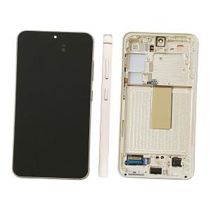 DISPLAY LCD PER SAMSUNG S911B S23 CREMA CON FRAME GH82-30480B GH82-30481B - SERVICE PACK
